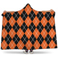 Orange And Black Argyle Print Hooded Blanket