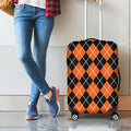 Orange And Black Argyle Print Luggage Cover