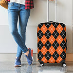 Orange And Black Argyle Print Luggage Cover