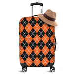 Orange And Black Argyle Print Luggage Cover
