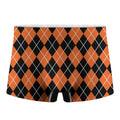 Orange And Black Argyle Print Men's Boxer Briefs