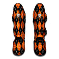 Orange And Black Argyle Print Muay Thai Shin Guards