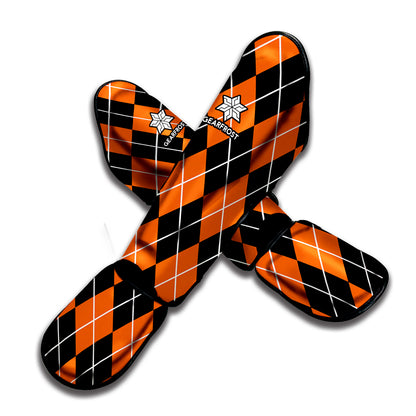 Orange And Black Argyle Print Muay Thai Shin Guard