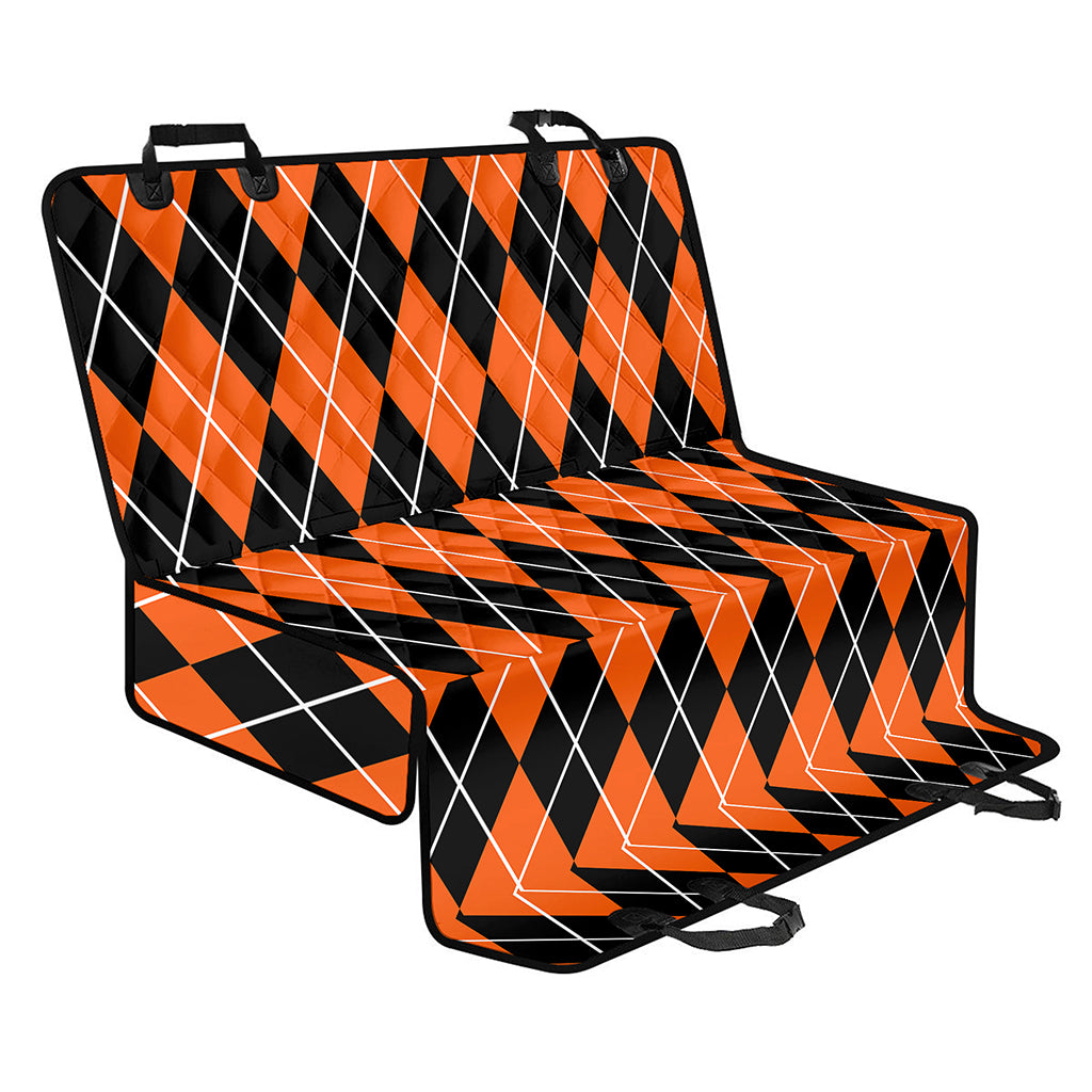 Orange And Black Argyle Print Pet Car Back Seat Cover