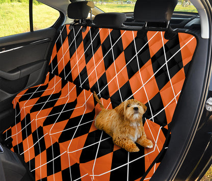 Orange And Black Argyle Print Pet Car Back Seat Cover