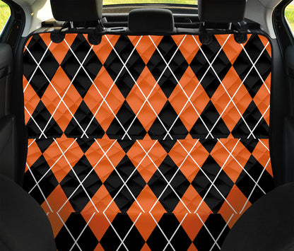 Orange And Black Argyle Print Pet Car Back Seat Cover