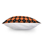 Orange And Black Argyle Print Pillow Cover