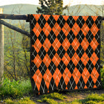 Orange And Black Argyle Print Quilt