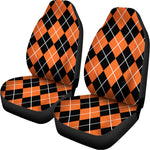 Orange And Black Argyle Print Universal Fit Car Seat Covers