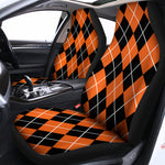 Orange And Black Argyle Print Universal Fit Car Seat Covers