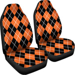 Orange And Black Argyle Print Universal Fit Car Seat Covers