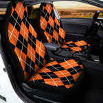 Orange And Black Argyle Print Universal Fit Car Seat Covers
