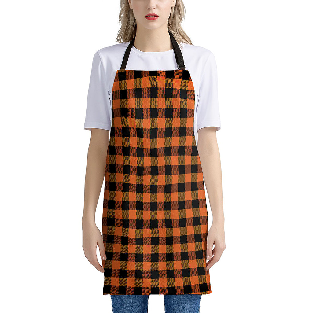 Orange And Black Buffalo Check Print Apron