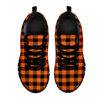 Orange And Black Buffalo Check Print Black Sneakers