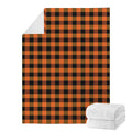 Orange And Black Buffalo Check Print Blanket