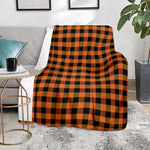 Orange And Black Buffalo Check Print Blanket