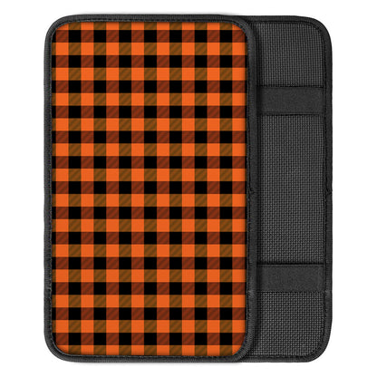Orange And Black Buffalo Check Print Car Center Console Cover