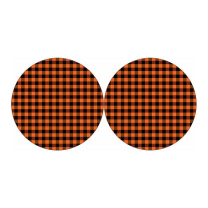 Orange And Black Buffalo Check Print Car Coasters