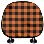 Orange And Black Buffalo Check Print Car Headrest Covers