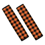 Orange And Black Buffalo Check Print Car Seat Belt Covers