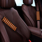 Orange And Black Buffalo Check Print Car Seat Belt Covers