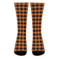Orange And Black Buffalo Check Print Crew Socks