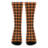 Orange And Black Buffalo Check Print Crew Socks