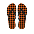 Orange And Black Buffalo Check Print Flip Flops