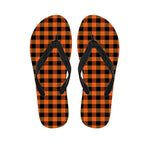 Orange And Black Buffalo Check Print Flip Flops