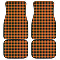 Orange And Black Buffalo Check Print Front and Back Car Floor Mats