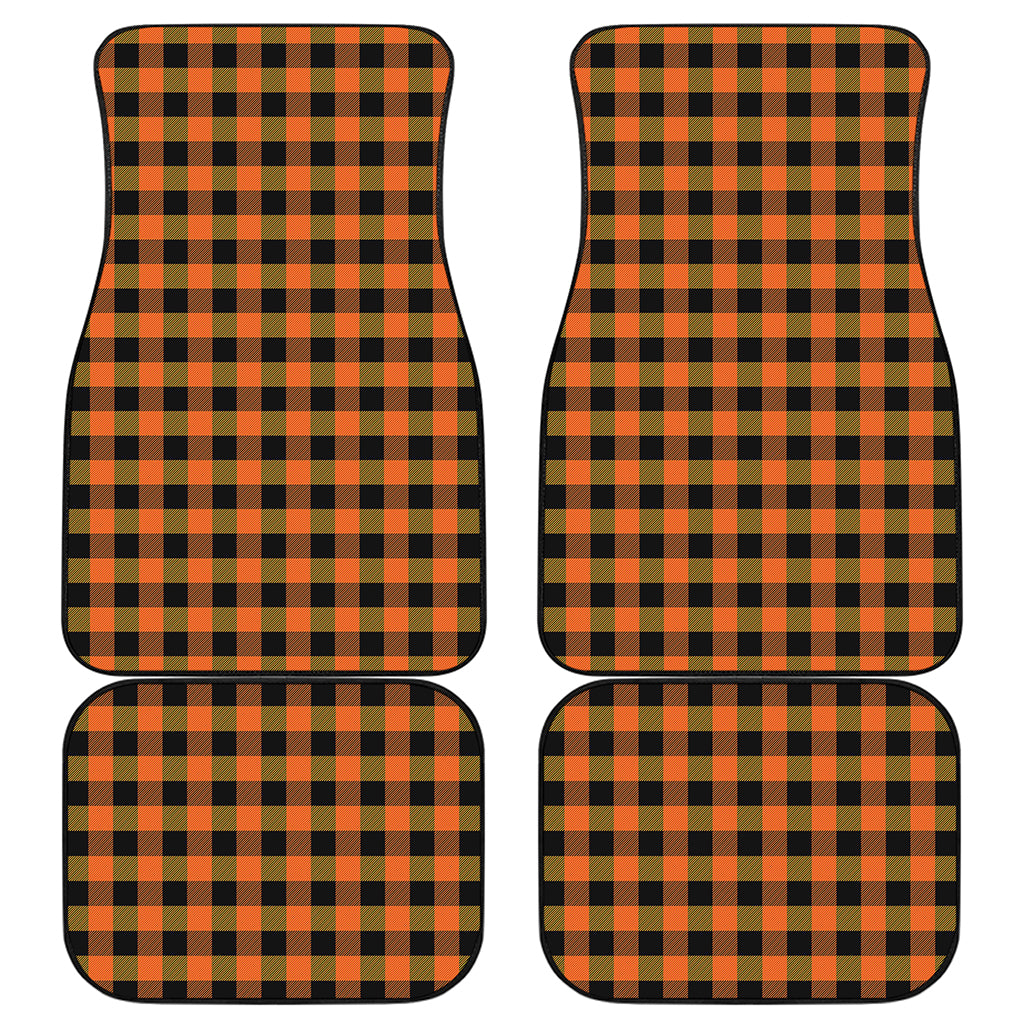 Orange And Black Buffalo Check Print Front and Back Car Floor Mats