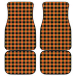 Orange And Black Buffalo Check Print Front and Back Car Floor Mats