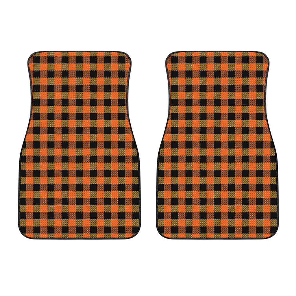Orange And Black Buffalo Check Print Front Car Floor Mats