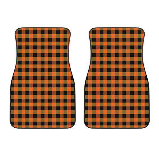 Orange And Black Buffalo Check Print Front Car Floor Mats