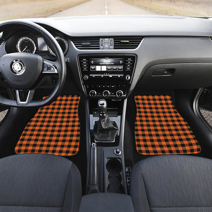 Orange And Black Buffalo Check Print Front Car Floor Mats