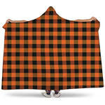 Orange And Black Buffalo Check Print Hooded Blanket