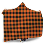Orange And Black Buffalo Check Print Hooded Blanket