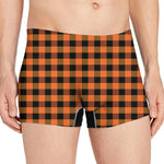 Orange And Black Buffalo Check Print Men's Boxer Briefs