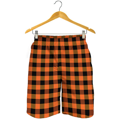 Orange And Black Buffalo Check Print Men's Shorts