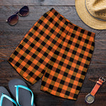 Orange And Black Buffalo Check Print Men's Shorts