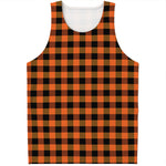 Orange And Black Buffalo Check Print Men's Tank Top