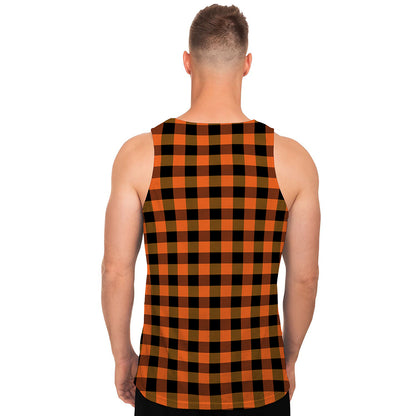 Orange And Black Buffalo Check Print Men's Tank Top