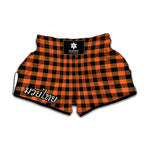Orange And Black Buffalo Check Print Muay Thai Boxing Shorts