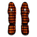 Orange And Black Buffalo Check Print Muay Thai Shin Guards