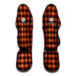 Orange And Black Buffalo Check Print Muay Thai Shin Guard