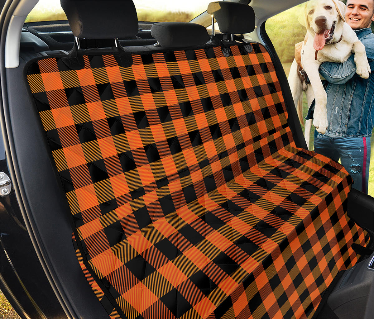Orange And Black Buffalo Check Print Pet Car Back Seat Cover