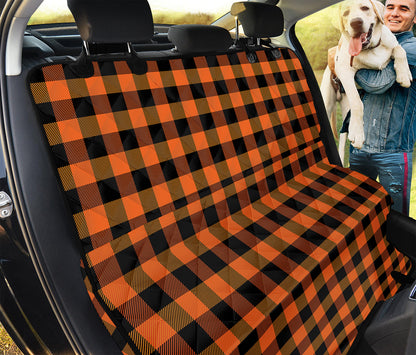 Orange And Black Buffalo Check Print Pet Car Back Seat Cover