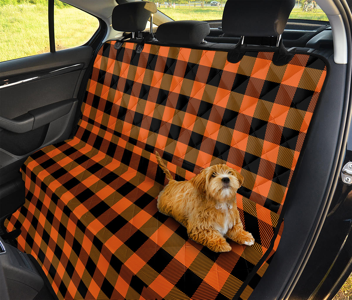 Orange And Black Buffalo Check Print Pet Car Back Seat Cover
