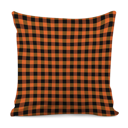 Orange And Black Buffalo Check Print Pillow Cover