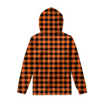 Orange And Black Buffalo Check Print Pullover Hoodie